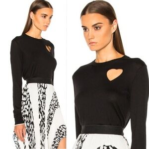 PROENZA SCHOULER Lightweight Silk Cotton Blend Heart Cut Out Knit Pullover Sz S